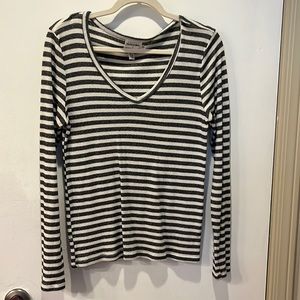Michael Stars Black and White Stripe Top